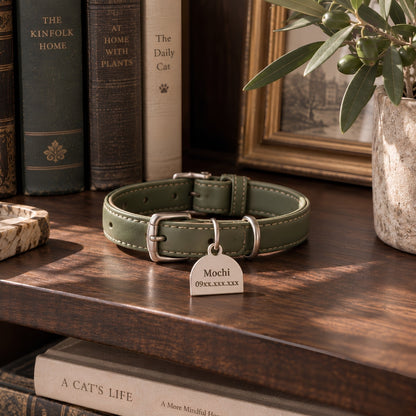 Olive Atelier – Vòng Cổ Da Cá Nhân Hóa Khắc Tên Cho Mèo