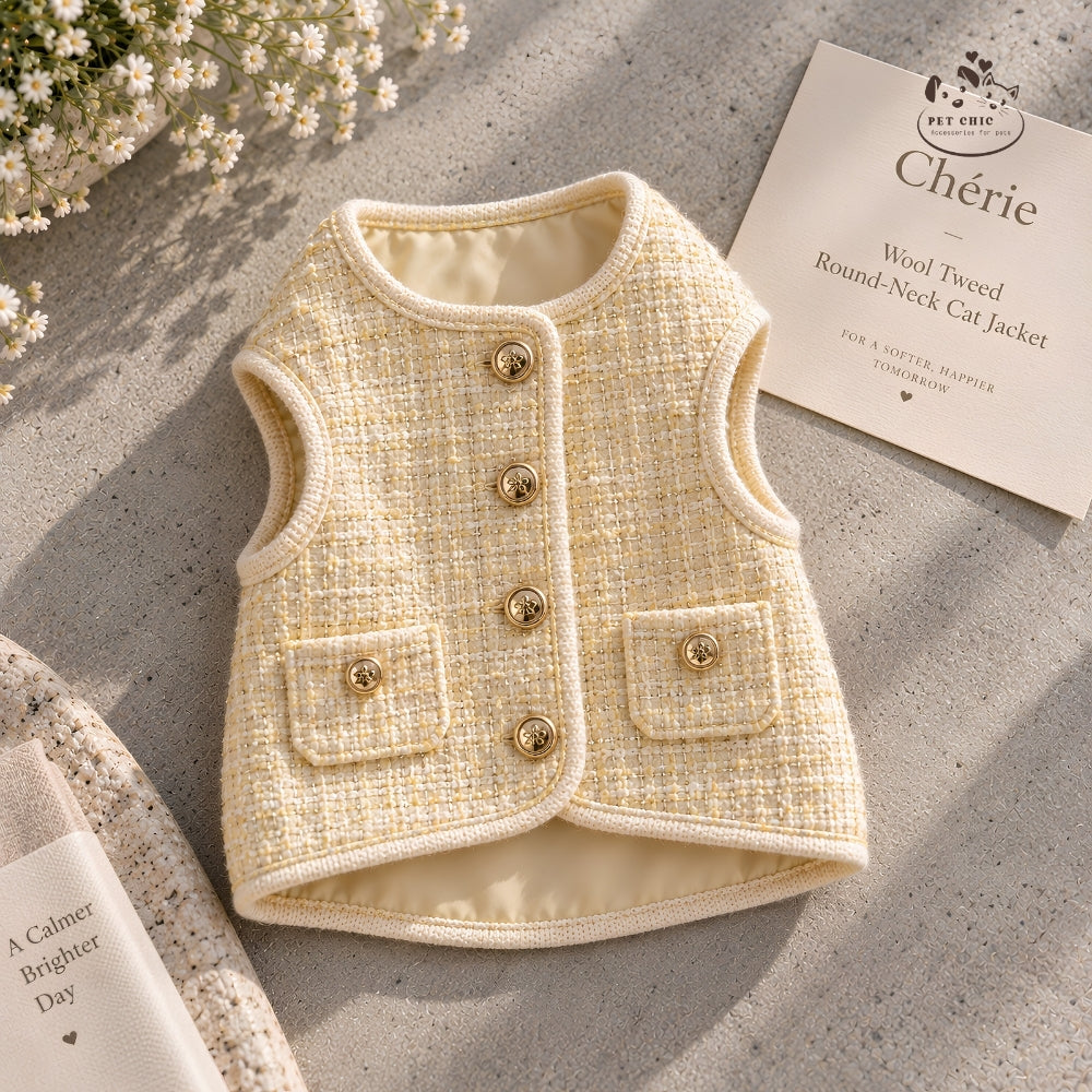 Chérie – Áo Khoác Dạ Cổ Tròn Cho Mèo