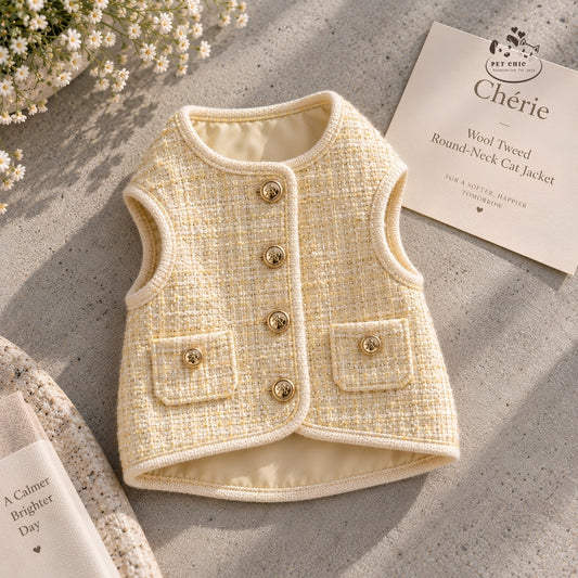 Chérie – Áo Khoác Dạ Cổ Tròn Cho Mèo
