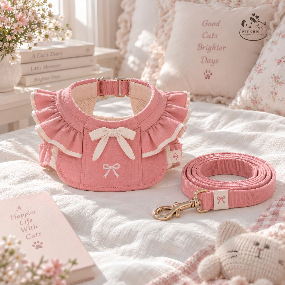 Dolly Puff – Yếm Cổ Tròn & Dây Dắt Cho Mèo