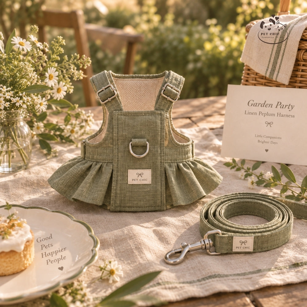 Garden Party – Yếm Cổ Vuông & Dây Dắt Cho Mèo