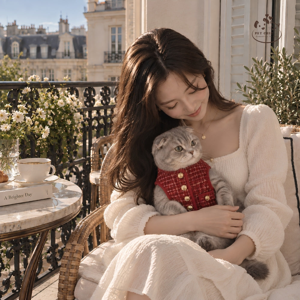 Chérie – Áo Khoác Dạ Cổ Tròn Cho Mèo