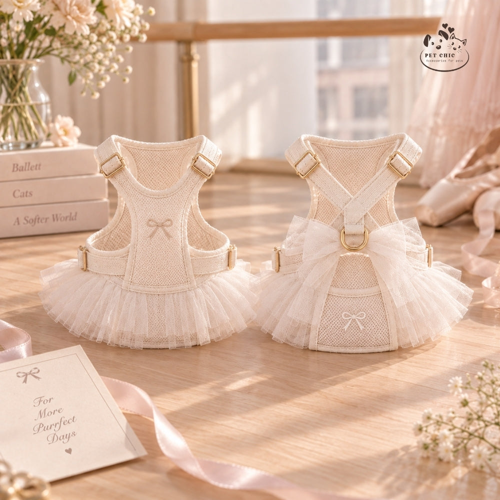 Ballerina – Yếm Ballet Chữ X & Dây Dắt Cho Mèo