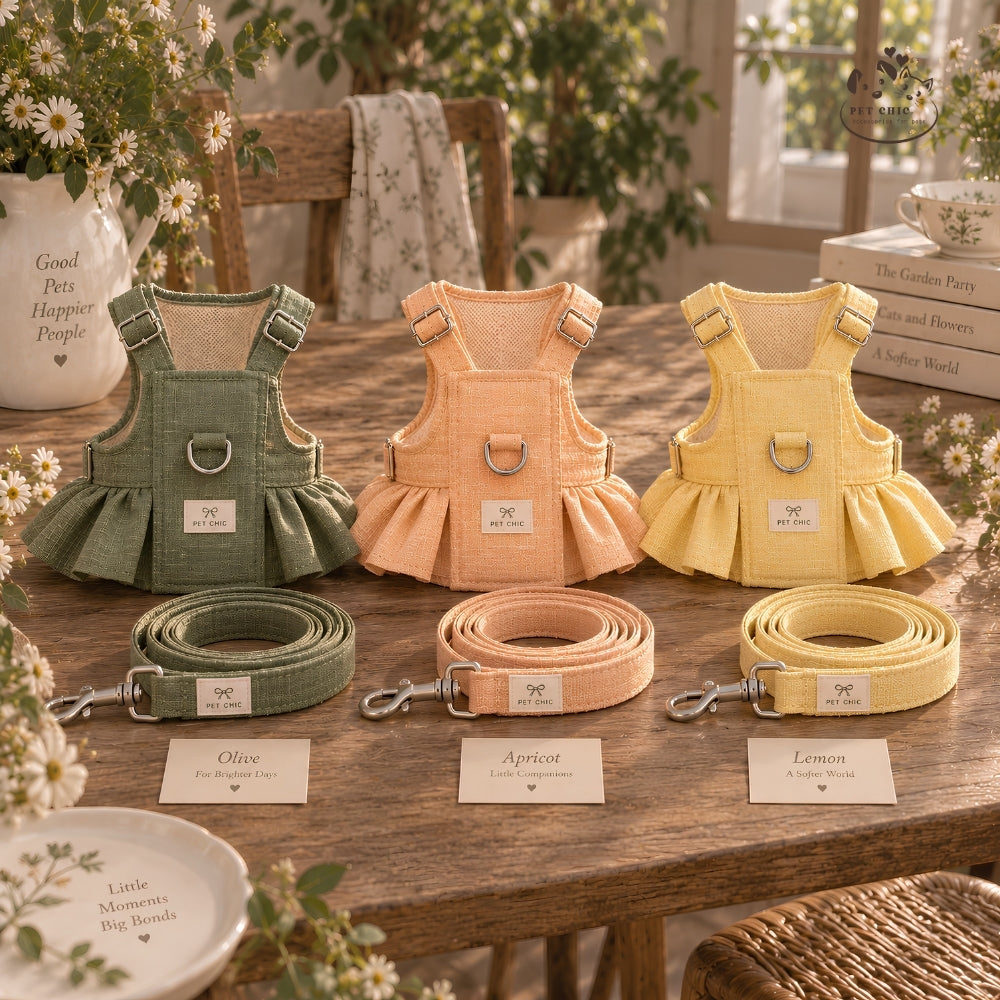 Garden Party – Yếm Cổ Vuông & Dây Dắt Cho Mèo