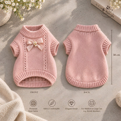 Rosabelle – Áo Len Nơ Ngọc Trai Cho Mèo