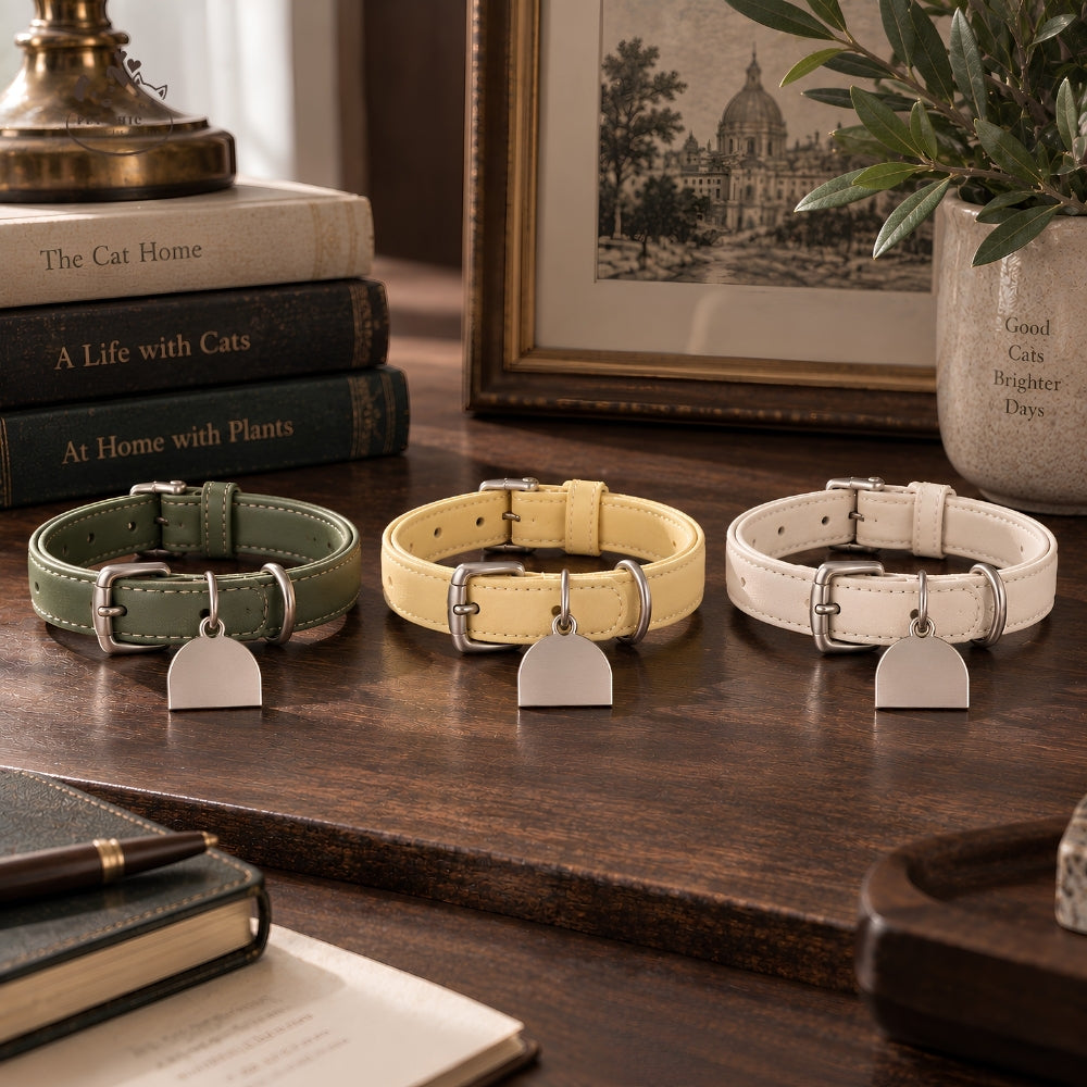 Olive Atelier – Vòng Cổ Da Cá Nhân Hóa Khắc Tên Cho Mèo