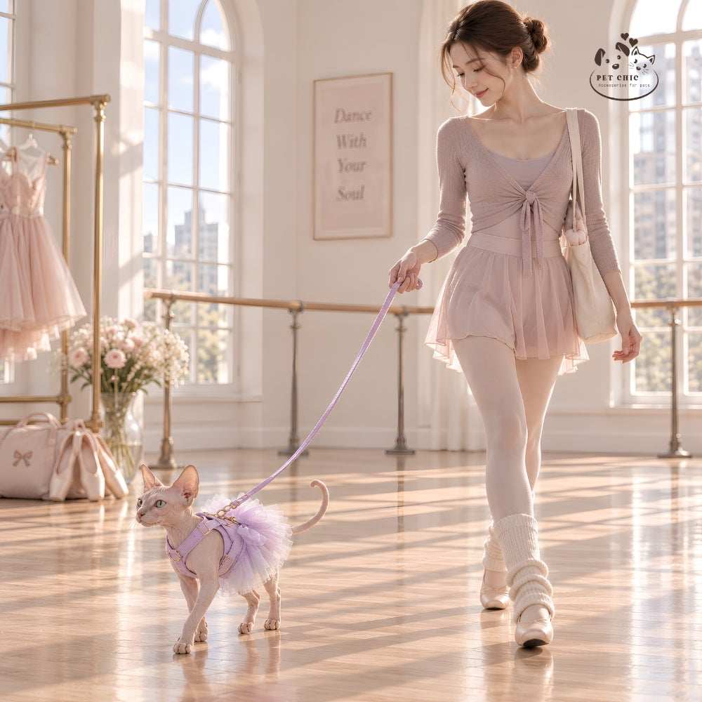 Ballerina – Yếm Ballet Chữ X & Dây Dắt Cho Mèo