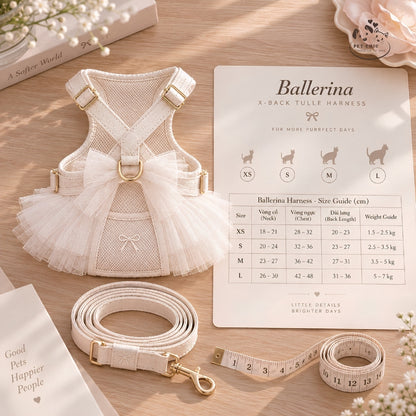 Ballerina – Yếm Ballet Chữ X & Dây Dắt Cho Mèo