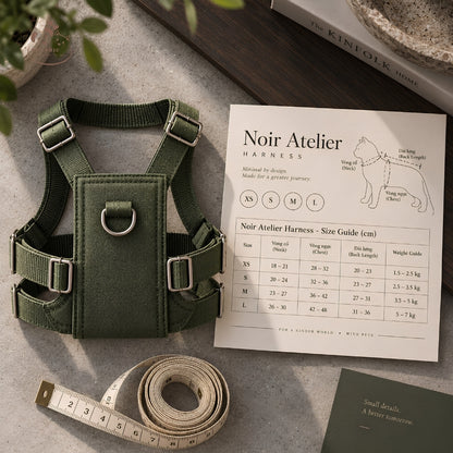 Noir Atelier – Yếm & Dây Dắt Minimalist Urban Cho Mèo
