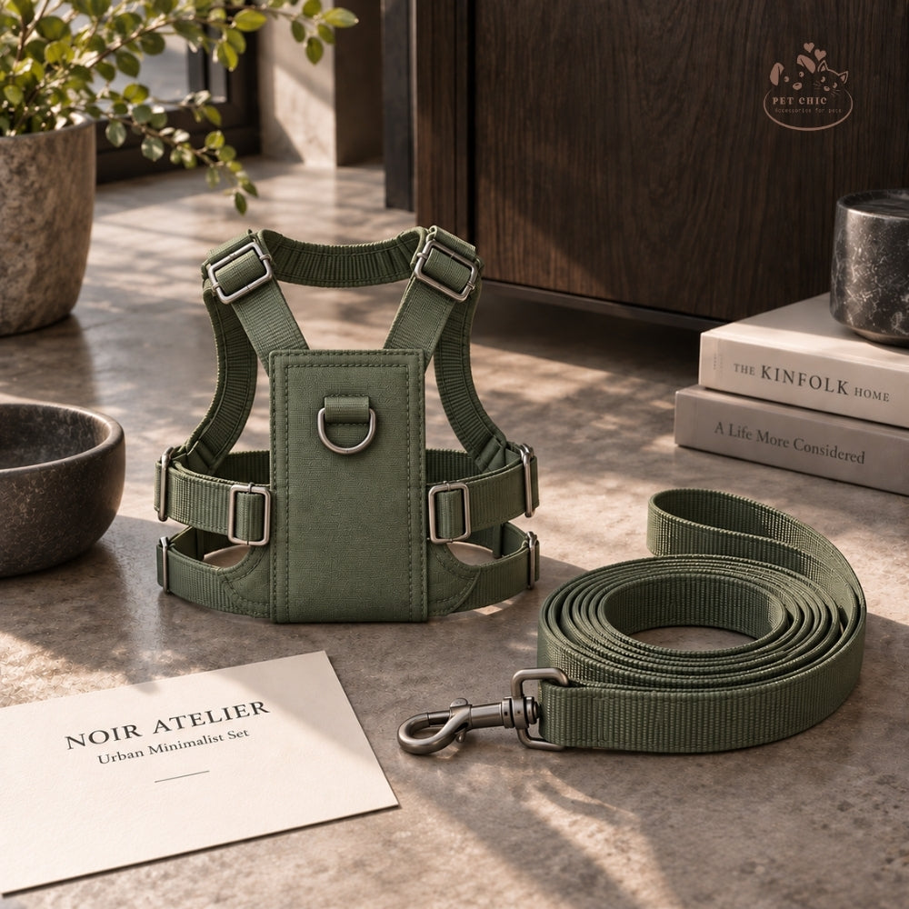 Noir Atelier – Yếm & Dây Dắt Minimalist Urban Cho Mèo