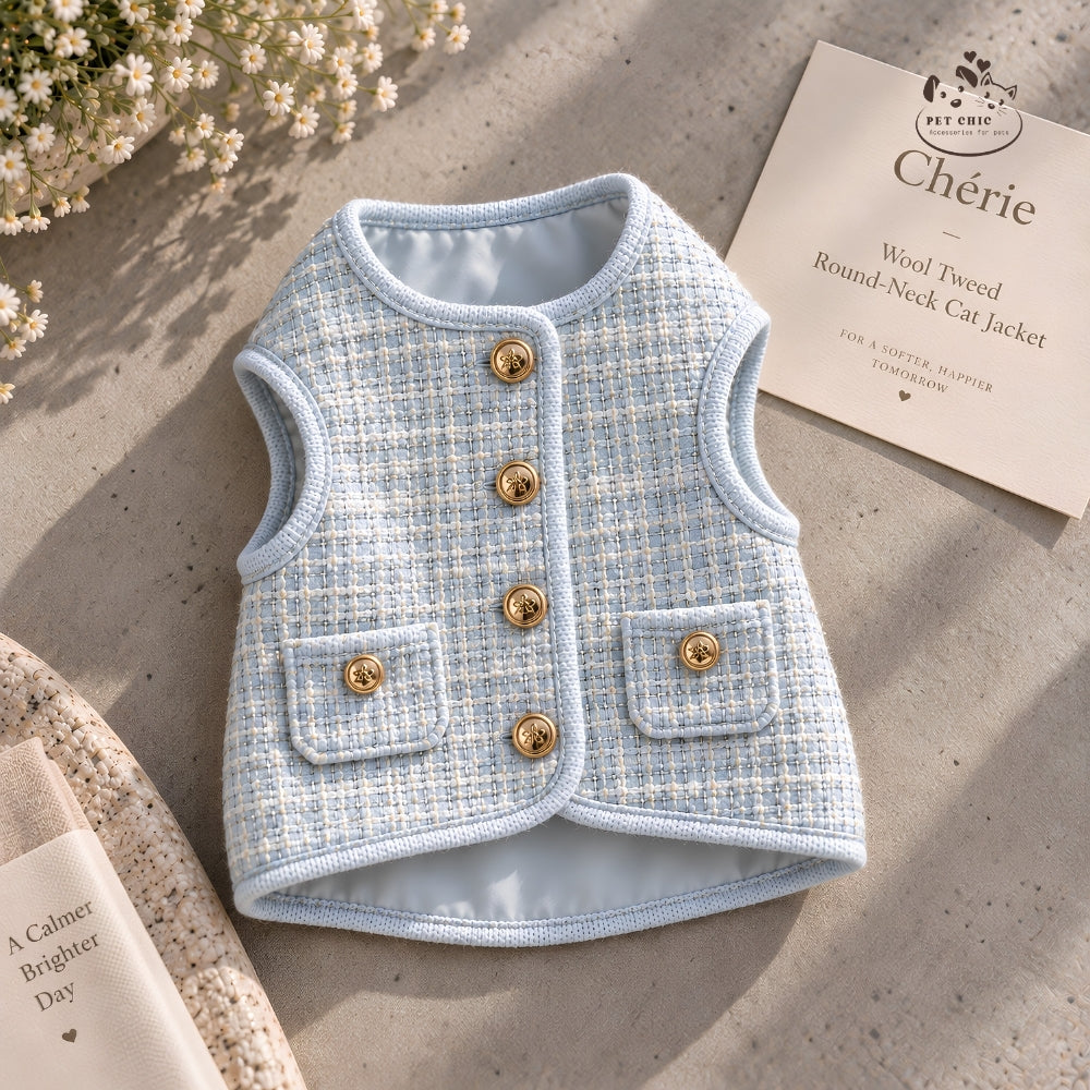 Chérie – Áo Khoác Dạ Cổ Tròn Cho Mèo