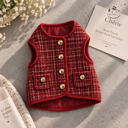 Chérie – Áo Khoác Dạ Cổ Tròn Cho Mèo